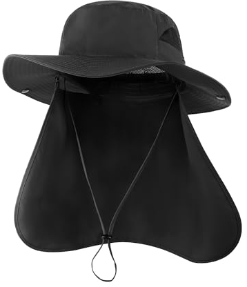 Zylioo XXL/3XL UV-Schutze Sonnenhut Für Großen Kopf, Safari Boonie Hut Breite Krempe,Buschhut Wanderhut Mit Nackenschutz