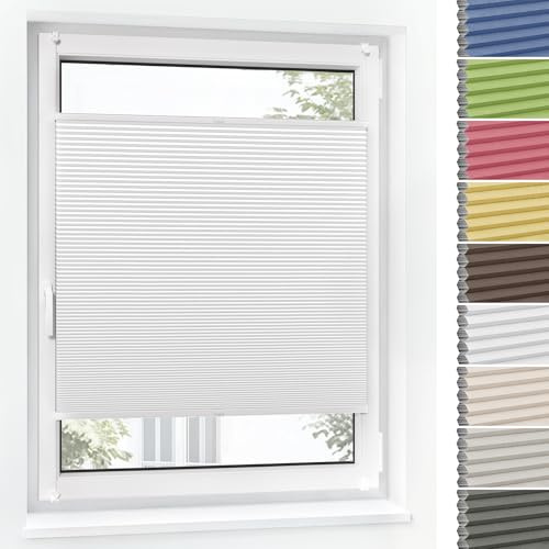 Jalousiescout Wabenplissee ohne Bohren Verdunklung—Thermo plissee Klemmfix Zweifarbig 80x140cm weiß-Weiß, Sonnen-, Sicht- & Hitzeschutz Jalousie verdunklung für Fenster & Tür