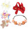 Lot de 4 barrettes à cheveux orchidées, 1 bandeau en soie, fleurs hawaïennes, accessoires de vacances, pinces à cheveux à fleurs rouges, accessoires de plage pour femme
