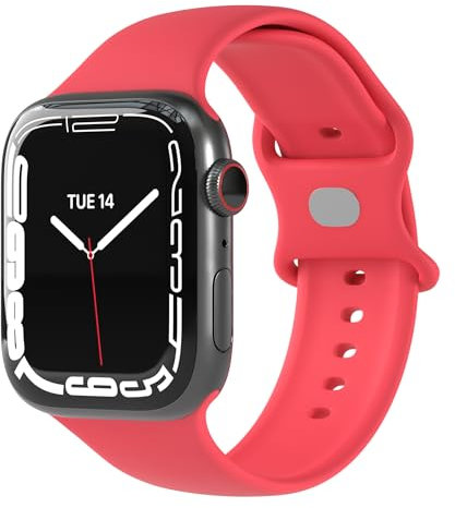 EAZY CASE Sport Armband für Apple Watch 44mm / 45mm / 46mm / 49mm verstellbares Silikon Ersatzarmband Sport Loop Band für Apple Watch Serie 11 10 9 8 7 6 5 4 3 2 1 SE für Damen Herren Rot