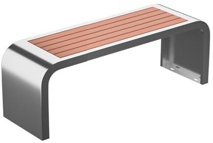 Gartenbank Edelstahl und Kunststoffholzmaterial 2-Sitzer Gartenbank Wetterfest, Gartenbank Ohne Lehne, für Den Rasen Auf Der Hinterhofterrasse(120CM)