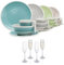Melamin Camping Geschirr Set 4 Personen Harmonie 16 Teilig + 4 Champgner Gläser Flûtes Tafelgeschirr Picknick BBQ Kochgeschirr