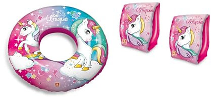 Mondo Toys - Juego de reposabrazos y Donut para niños, Playa, Verano, Piscina (Unicornio)