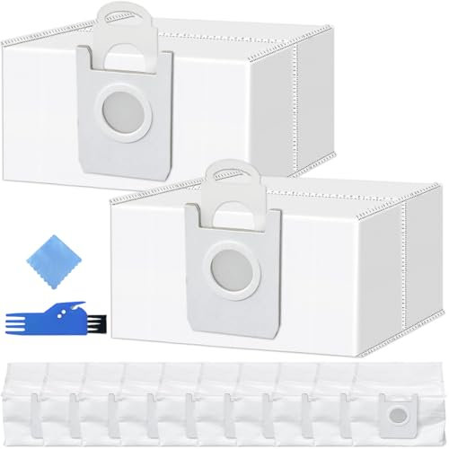 EATBALE Fiber Dust Bags Replacement for Roidmi EVE Plus Robot Vacuum Cleaner, Garbage Storage Large Capacity Dirt Collection Bag Spare Parts Accessories, with Cleaning Brush & Rag (12 Pack)