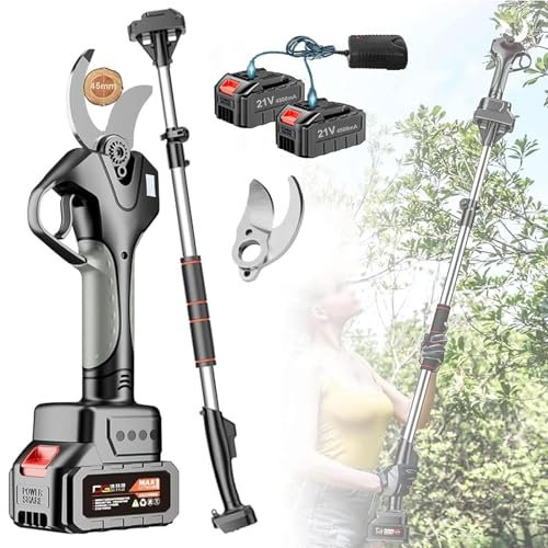 XINGSHANG Professionelle Akku Astschere Elektrische Gartenschere 21V Akku,Max 45mm Schnittdurchmesser,Baumschere, Rosenschere Mit Akku 1500mAh, für effizientes Beschneiden(2 Battery)