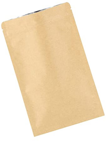 Amosfun 50piezas Bolsas Kraft Con Cremallera Autosealable Para Conservación De Alimentos Forro De Aluminio Resistente La Humedad Bolsa Plana Para Té y Frutos Secos