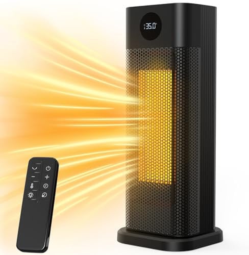 Minthouz Calefactor Bajo Consumo, 2000W PTC Radiador Eléctrico Bajo Consumo, calefactor eléctrico 3 modos con termostato,mando a distancia, pantalla LED digital,oscilación 70°,Calefactor Baño para el