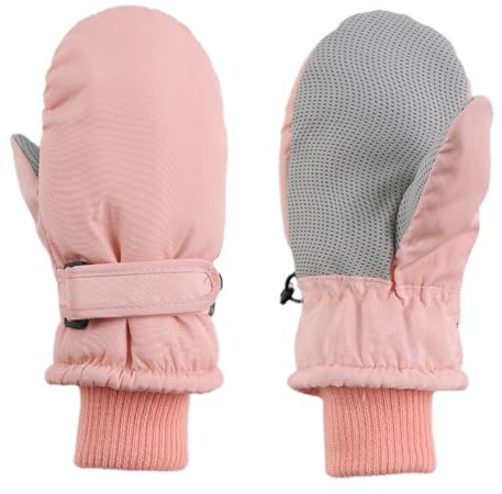 MniJiza Toddler Winter Gloves Kids Fleece Lined Snow Glove Baby Boys Girls Ski Mittens Outdoor (Solid Pink, 2-4T)