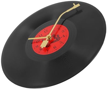 Cabilock Kreative Vinyl-schallplatten-wanduhr Mit Einzigartigem Design Retro-Stil Uhr Für Wohnzimmer Und Büro Langlebige Wanddekoration Mit Goldenen Zeigern