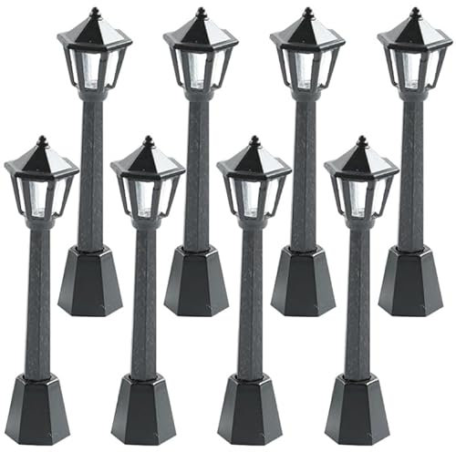 BESPORTBLE 8 Stück Miniatur Straßenlaternen - Puppenhaus Dekoration Für Mikro Landschaften, Hochwertige Mini Straßenlampen Modelle In Schwarz