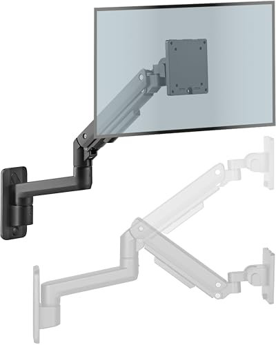 Xantron PRO-WallGS ergonomische höhenverstellbare Monitor Wandhalterung/VESA 75x75 und 100x100 / Monitorhalterung für 1 Monitor von 17 bis 49 Zoll/Quick Release Montage, 360-Grad-Rotation bis 20kg