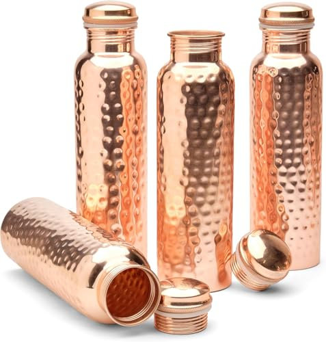 Aakrati Traveller's 100% Pure Copper Water Bottle Set of 4