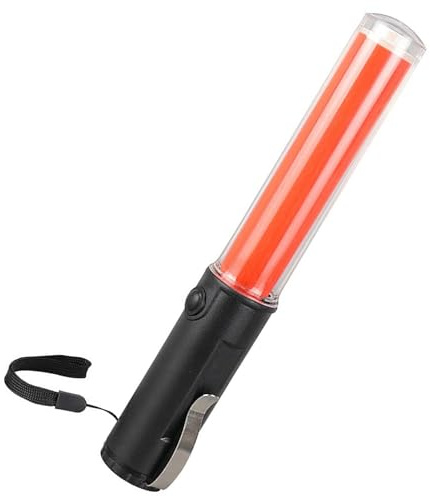 Led-Verkehrsleiterstab, 26 cm LED-Licht Verkehrssicherheitsstab Knüppelstab Blitzstab Warnleuchte, mit Notfalltaschenlampe oben + Magnetfuß, für Verkehrsregelung, Parkplätze (Rot)