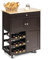 COSTWAY Desserte de Cuisine à roulettes, Rangement Cuisine Plateau en Bois d'Hévéa, Tiroir, Porte-Bouteilles à 3 Niveaux et 2 Placards, Idéal pour Restaurant, Bar, 37 x 67 x 86 cm (Marron)