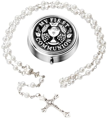 BRITIVIVE Rosenkranz Gebetskette Rosenkranz Kommunion Mädchen Rosenkranz Katholisch mit Geschenkbox für Kommunionsfeier Geschenk Erstkommunion