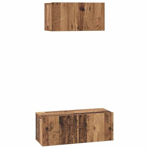 vidaXL TV Cabinet Set Wall-mounted 2 pcs Old Wood Engineered Wood, Living Room, Modern Media Storage, Rectangular Entertainment Unit, Wall Cabinet, Shelf Organizer, Contemporary Tv Setup