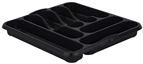 MIDNIGHT GREYISH Large Cutlery Tray With 7 Compartments, Ideal Use For Organising Cutlery and Other Cooking Utensils.