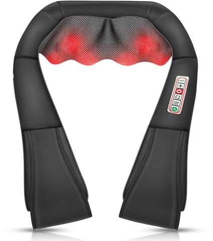 JILESON Massagegerät,Nackenmassagegerät mit Wärme Nacken,Schulter,Rücken | Shiatsu Massagegerät 4D Tiefenmassage,während verspannte Muskeln entspannt werden,3 Intensitätsstufen,zu Hause,im Auto,Büro