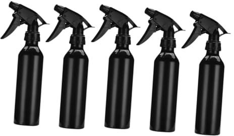 VILLCASE Botellas Pulverizadoras de Aluminio Vacías 250 Ml Pack de 5 Unidades Negras Multifuncionales Boquilla Giratoria para Niebla y Chorro Recargables y Portátiles para Perfumes y