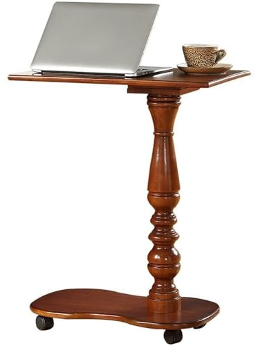 GSKDZG Table D'appoint en Bois, Table De Lit À roulettes, Tables Roulante en Forme De C pour Lit, Canapé, Bureau, Ordinateur Portable