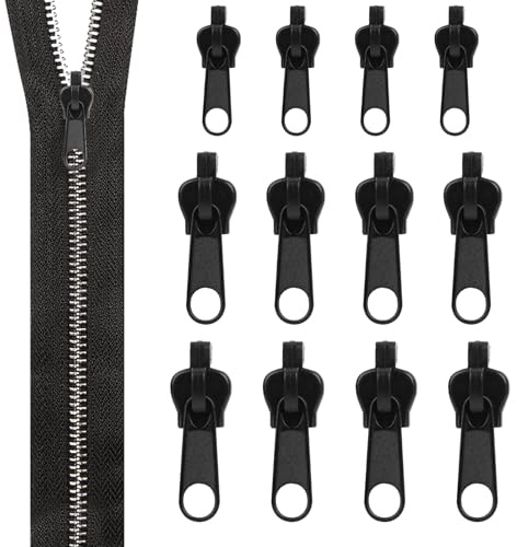 Swiftctrl Reißverschluss-Zipper Ersatz, 12 Stück Universal Reparatur Set und Abnehmbare Kits für Kleidung (Jacken, Mäntel, Röcke), Gepäck, Koffer und Rucksäcke, Einfach zu Verwenden
