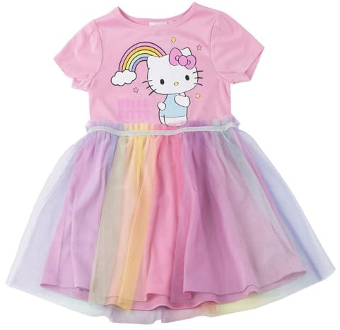Hello Kitty Single Jersey-Kleid für Mädchen, für den täglichen Gebrauch, Single-Jersey-Kleid für Mädchen, mit lustigem Design und einfach zu kombinieren