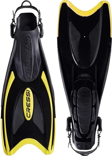 Cressi Palau Fins, Pinne Regolabili per Immersioni, Apnea e Snorkeling Adulto e Bambino, Nero/Giallo, 32/35 EU