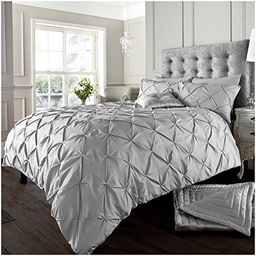 Gaveno Cavalia Signature Collection Alford Set with Duvet Cover and Pillow Case, Polyester-Cotton, Silver, Super King
