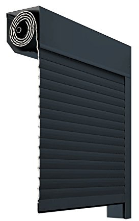 Kit complet de volet roulant en aluminium 45°, 1400 mm de haut avec récupérateur Gris RAL 7016