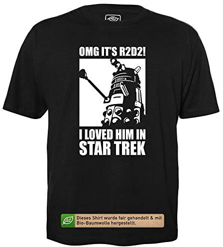 OMG It's R2D2 - Herren T-Shirt für Geeks mit Spruch Motiv aus Bio-Baumwolle Kurzarm Rundhals Ausschnitt, Größe L