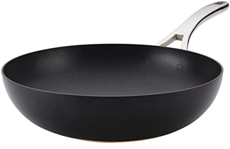 Anolon Nouvelle Wok-Pfanne, Kupfer, harteloxiert, antihaftbeschichtet, 30,5 cm, Onyx-Schwarz