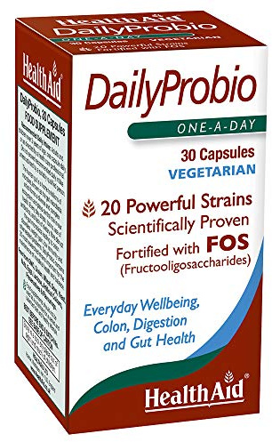 HealthAid DailyProbio – Probiotic for Everyday Healthy Gut & Digestive Support - 20 Powerful Strains - 30 Vegan Capsules
