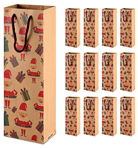 Siumir Weihnachten Geschenktüten Flaschen 12 pcs Weinflaschen Tasche 12 x 8 x 36.5 cm Weihnachtstasche Flaschentasche