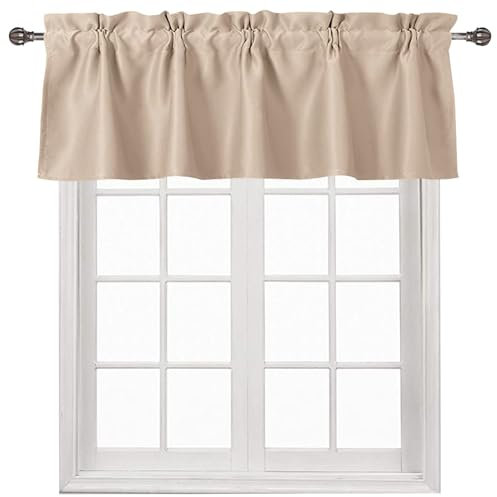 DWCN Blackout Volant Vorhang für Stangen, 132,1 x 45,7 cm lang, 1 Stoffbahn, Beige