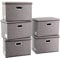 PRANDOM Großer Faltbarer Aufbewahrungsboxen mit Deckel,Leinenstoff Dekorative Aufbewahrungsbox,Organizer Container,Schlafzimmer,Garderobe,Wohnzimmer,Grau[5 Pack] 43x30x30cm