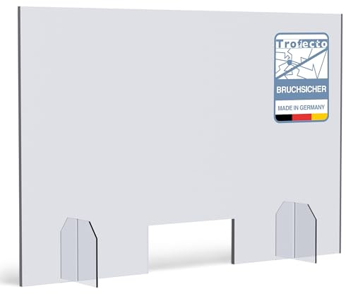 Spuckschutz Typ 5 - Spuckwand Schutzwand Schutzscheibe Acrylglas | Hustenschutz Niesschutz Spritzschutz mit Durchreiche (Höhe 700mm, Breite 500mm)