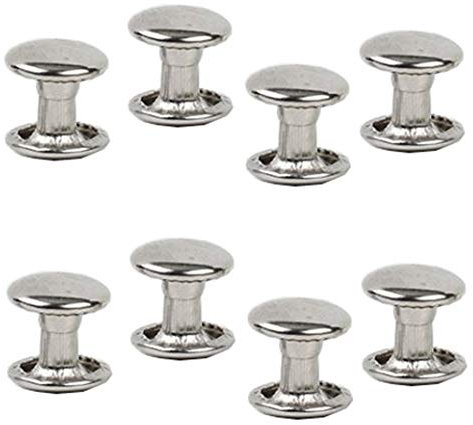 100 Sets silberne Edelstahl-Leder-Nieten Doppelkappen-Nieten röhrenförmige Metallnieten Dekoration Handwerk Zubehör für Leder Handwerk Kleidung Schuhe Taschen Gürtel (9 mm)