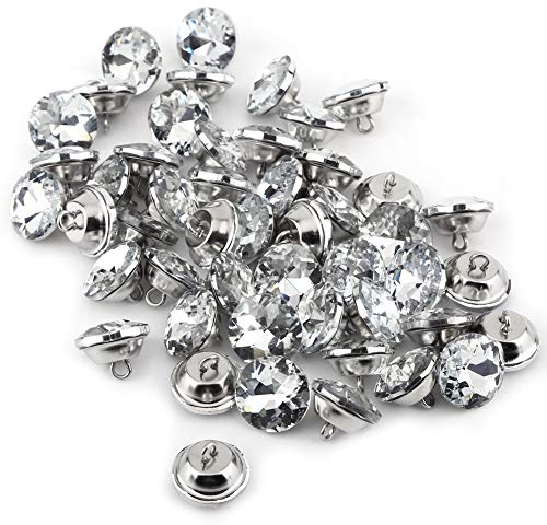 Fdit 50Pcs Clear Crystal Polsterknöpfe runde Knöpfe Kopfteil Polster Kristallknöpfe mit Metallschlaufe für Sofa Kopfteil DIY Dekoration(20mm)