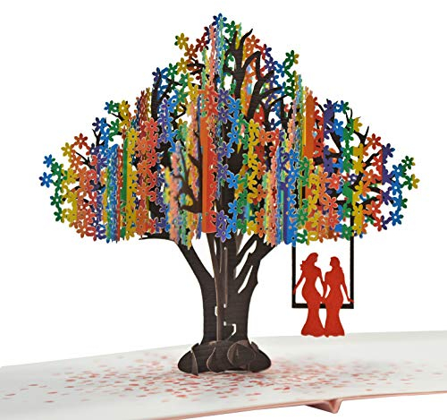 CUTPOPUP LGBT-Paarkarte, 3D-Jubiläumskarte Pop-Up (LGBT-Lesben-Herzbaum) US8-LO104.L DE