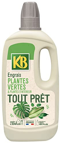 KB KBTPVN - Engrais Liquide Tout Prêt Plantes Vertes et Plantes d'Intérieur 1 L - Plantes plus vertes en 7 jours - Nourriture équilibrée - A base de minéraux - Solution toute prête -Fabriqué en France