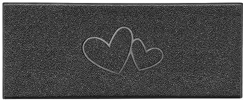Nicoman Double Heart Embossed Shape Door Mat Dirt Trapper PVC Spaghetti Mat Washable Quick Drying Barrier Doormat-Dark Grey (Drainage Open-Back)-Runner (150x60cm)