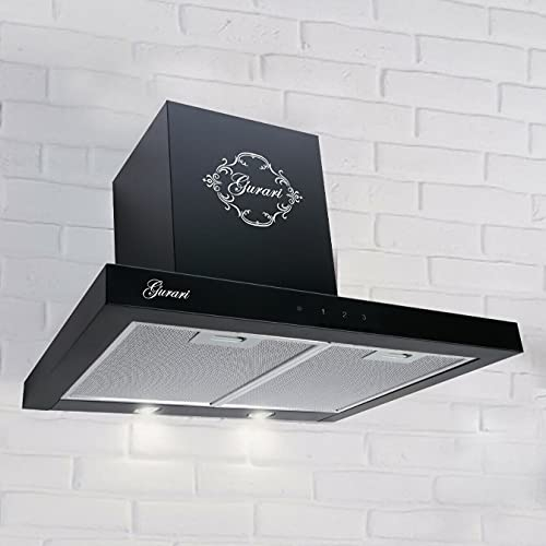 Gurari hotte Murale GCh 462 BL 6 Prime avec Filtre à Charbon, hotte aspirante 60cm/ 1000 m3/h/hotte aspirante en Noir/TouchControl/télécommande