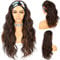 Sapphirewigs Body Wave Stirnband Perücke synthetische lange wellige braun Perücken für Frauen kleberlos natürlich aussehen 150% Dichte 26 inch