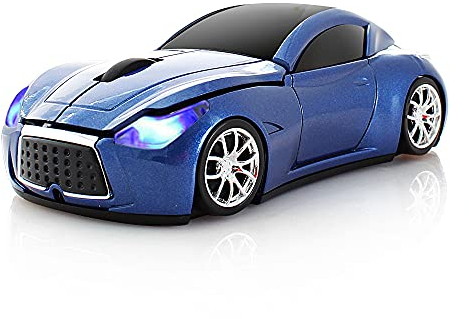 Aikchi Kabellose Sportwagen Maus, Kabellose Desktop Laptop Maus, Computermaus, 2,4 GHz, Optische Mäuse für YFND (Blau)