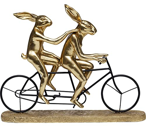 Kare Design Deko Objekt Tandem Rabbits, Gold, Geschenkidee, Dekofigur, Wohnzimmerdekoration, für Regale, Große Dekoration, 34x42.5x10.5cm (H/B/T)
