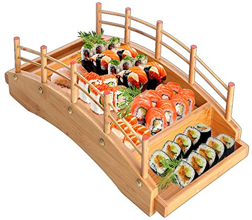 WSHA Cuisine Japonaise Sushi Boat Vaisselle Sashimi Platter Sushi Assiette Plateau de Service en Bambou pour Les Restaurants et la Maison