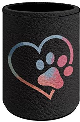 Howilath Round Pencil Organizer with Blue Pink Gradient Dog Paw Animal Cat Paw, Minimalist Cute Pen Container Office Stationery Holder