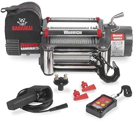 Warrior Samurai V2 8000lb 12v Next-Gen Premium Electric Winch - High Power Series Wound Motor, External Braking System, Double Sealed, Steel Planetary Gearing & Fittings, Wireless Remote - Steel Rope