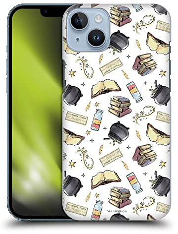 Head Case Designs Officially Licensed Harry Potter Hogwarts Pattern Deathly Hallows XIII Hard Back Case Compatible With Apple iPhone 14 Plus