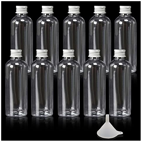 Kitnish Mini Alcohol Bottles 80ml Juice Bottle With Silver Screw Caps,Reusable Empty Bottles With Funnel,Mini Plastic Bottles Shot Bottles Mini Bottles Suitable for Going Out And Party.